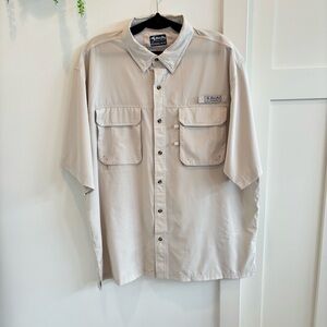 Bimini Bay Men's Fishing Boating Short Sleeve Button Down Tan Shirt Size 2XL